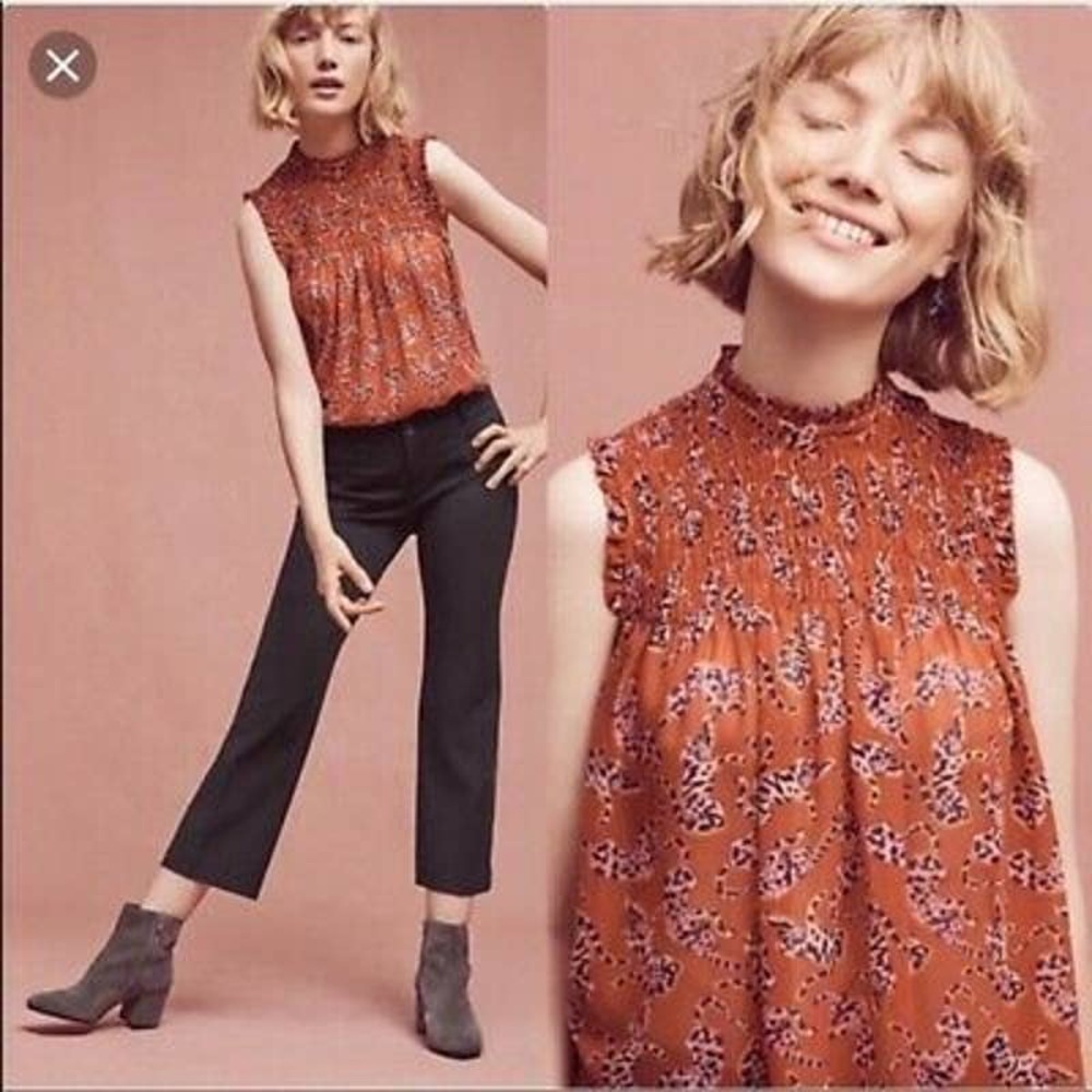 Anthropologie Maeve Darby Tiger Print Blouse Top